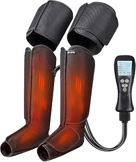 BOB AND BRAD Leg Massager with Heat and Compression, Foot Calf Thigh Leg Compression Massager for Circulation and Pain Relief with LCD Controller, 4 Modes 4 Intensities, Gifts for Mom Dad Women Men