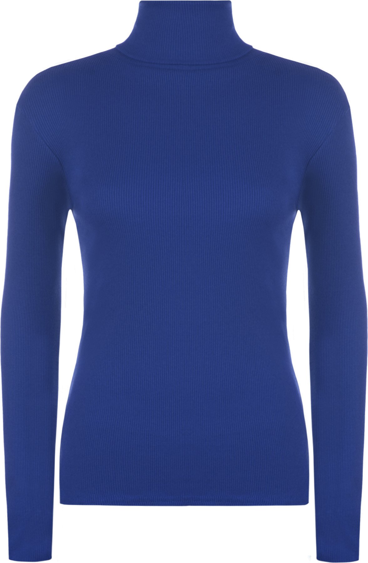 WearAll Ladies Ribbed Stretch Polo Neck Top Womens - Royal Blue - 12/14