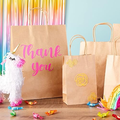 Miniatura 2 de Paquete de 90 bolsas de regalo con asas bolsas de papel kraft marrón para pequeñas empresas boutiques compras manualidades de bricolaje S M L