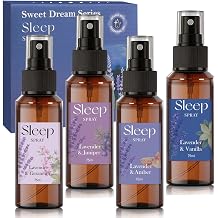 STRN Room Spray with Lavender Essential Oil for Sleep, Pillow Sleep Spray | 4 Scents - Lavender & Geranium, Juniper, Vanilla, Amber, 75 ML * 4 bottles