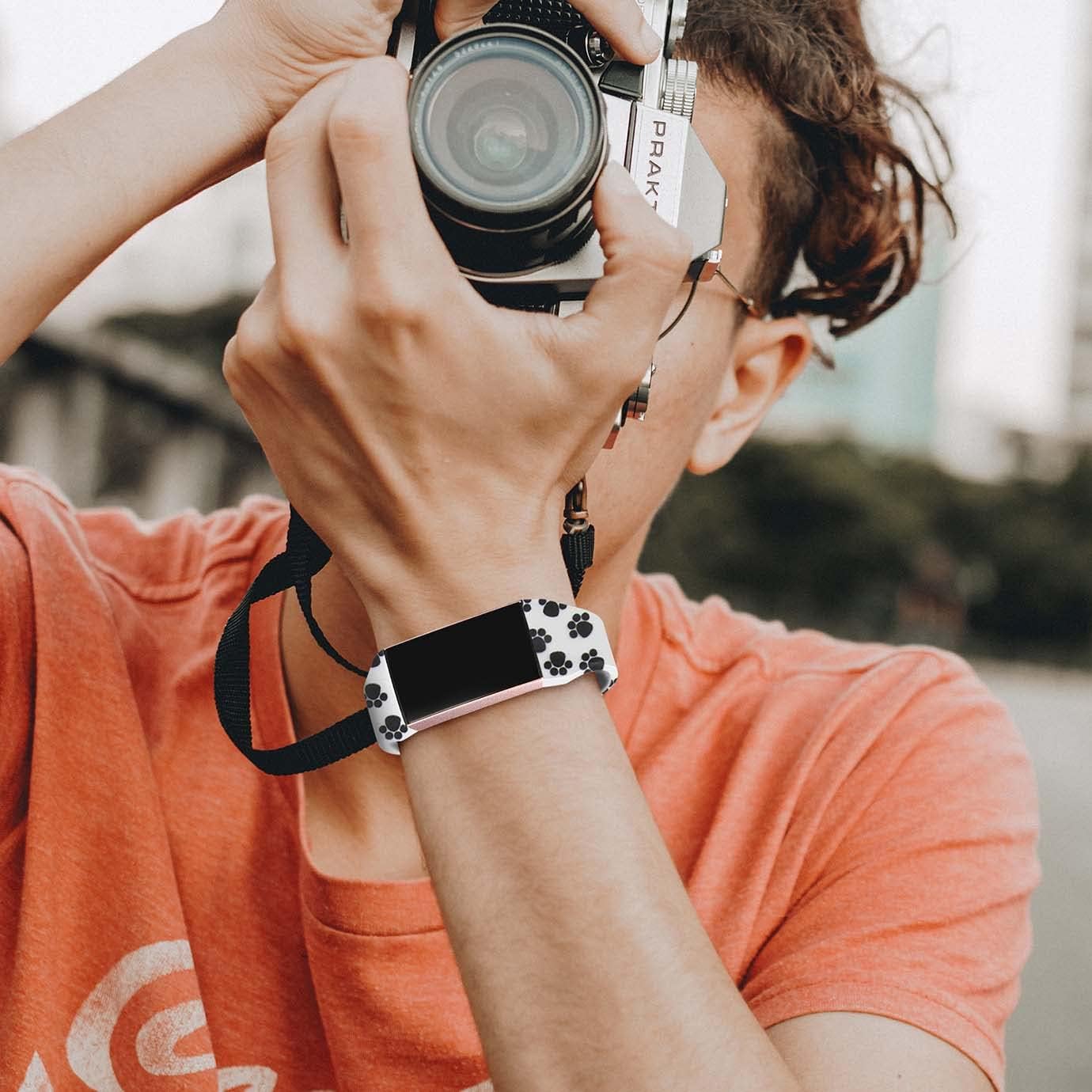 Keponew Compatible with Fitbit Charge 4 / Charge 3 / Charge 3 SE Bands for Women, Slim Strap for Fitbit Bands Charge 4 Women, Soft TPU Printed Fadeless Pattern Wristbands, Large, Cat Paw : Electronics