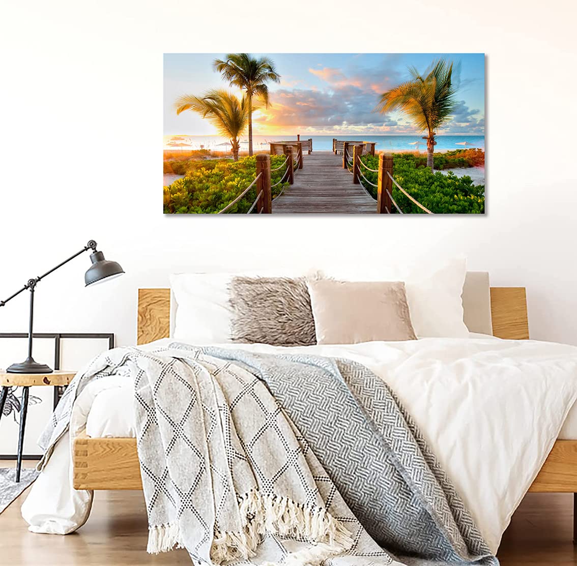Amazon.co.jp: ポスター アートパネル ヤシ 絵画 海 ハワイ 風景画