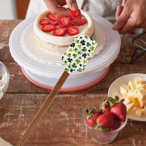 Miniatura 8 de DOITOOL 3 espátulas de silicona para el día de San Patricio, espátula de silicona con mango de madera, espátulas de cocina antiadherentes para el