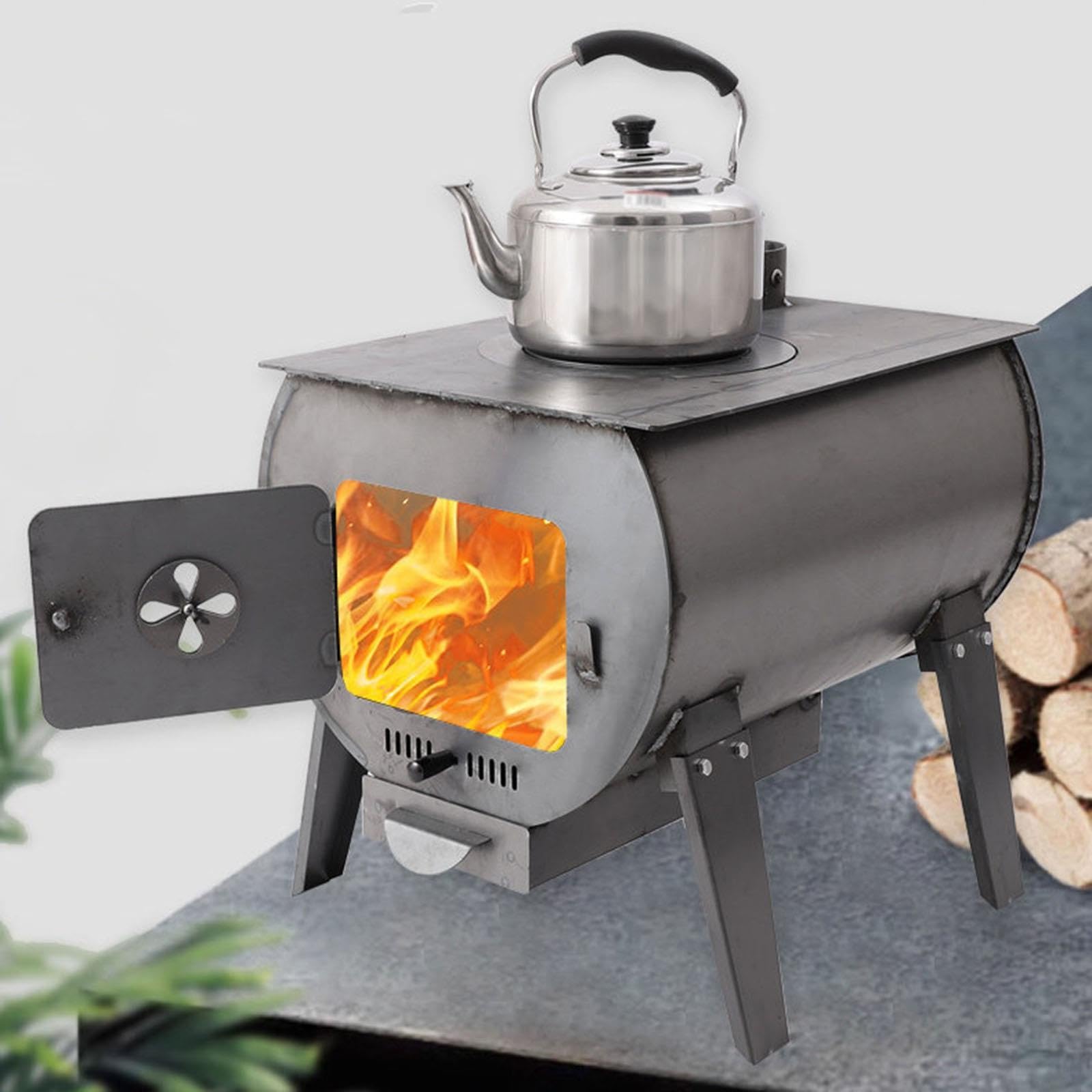 Stufa a Legna, Forno in Acciaio Laminato a Freddo, Cucina Economica a Legna