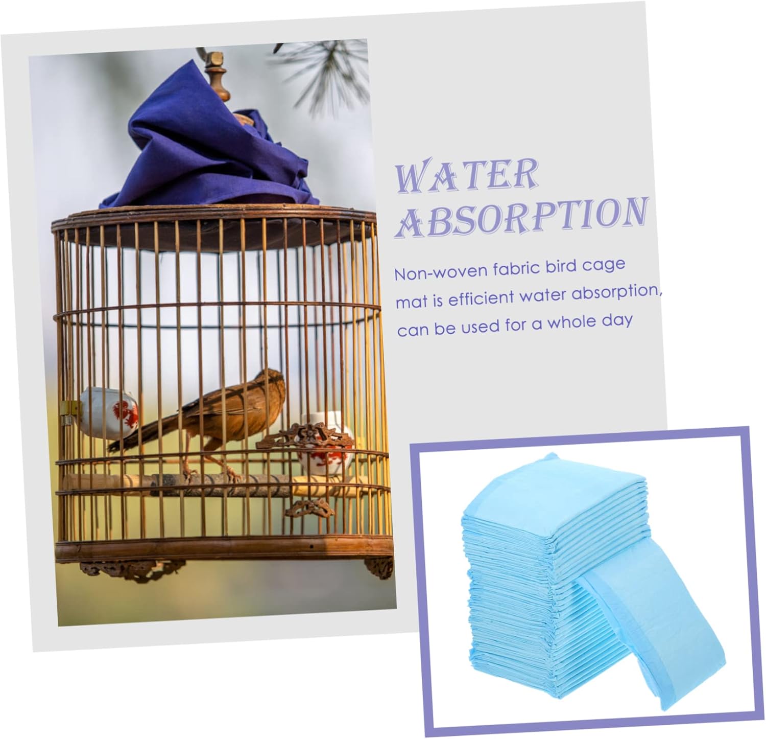 Happyyami Parrot Bird Cage Bedding Paper 100pcs Liner Comfortable Waterproof Bird Cage Mats