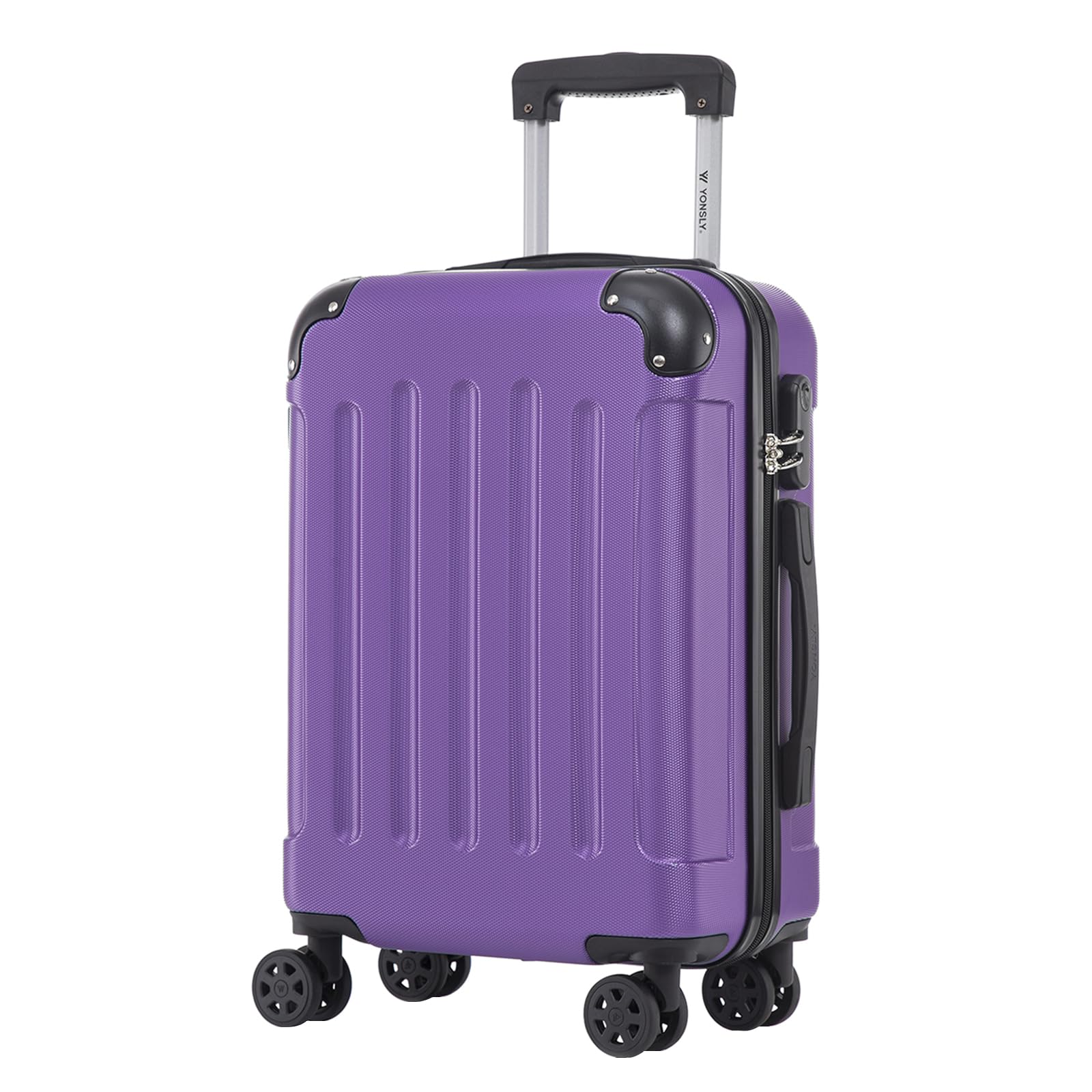 YONSLY Trolley Reisekoffer Set, Koffer Suitcase, Rollkoffer Handgepäck Hartschalenreisekoffer mit Zahlenschloss, 4 Rollen 360°, Weicher Gummigriff