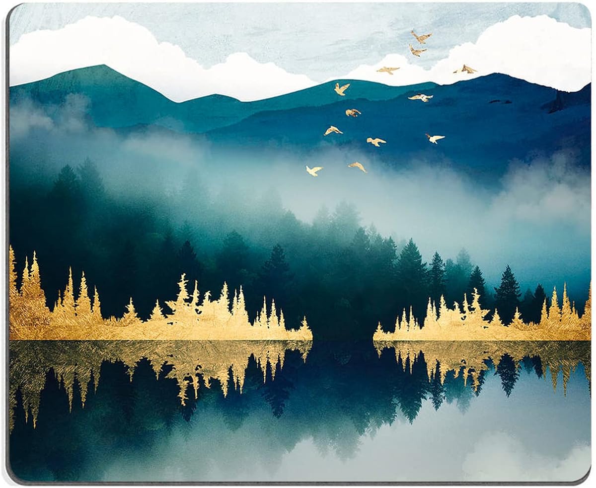 Mountains Landscape Mouse Mat, Waterproof Non Slip Rubber Base Mouse Pad for Office Laptop, 9.5"x7.9"x0.12" Inch : Office Products