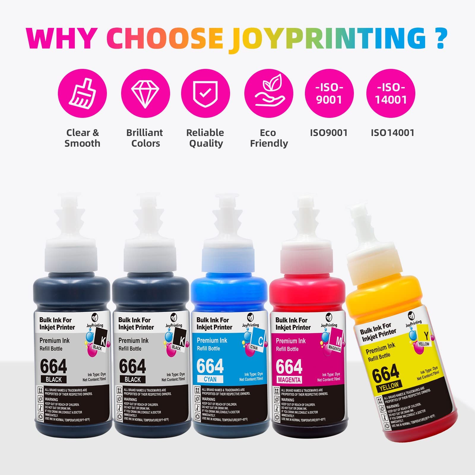 5-Pack T664 664 Inchiostro Sostituire Compatibile con Epson 664 T6641-T6644 Multipack per Ecotank ET-2500 ET-2550 ET-2600 ET-2650 ET-3600 ET-4500 ET-4550 ET-14000 ET-15000 ET-16500