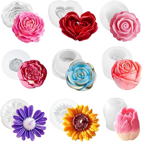 Miniatura 10 de 3 moldes de silicona de flores de tulipán 3D de resina floral para velas de jabón, molde de flores de fondant de chocolate para decoración de velas