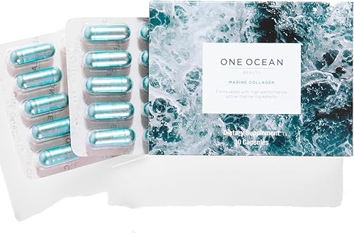 One Ocean Beauty Marine Collagen - Tabletas de colágeno antienvejecimiento - Cápsulas con vitaminas, nutrientes y ácidos grasos esenciales -