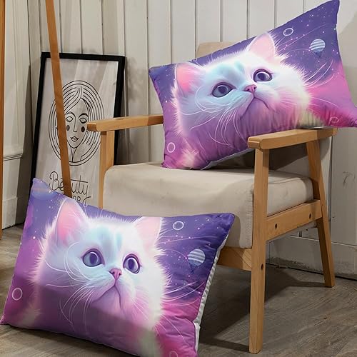 Miniatura 6 de AILONEN Juego de sábanas bajeras de tamaño Queen, juego de sábanas de planeta de gato de ensueño para niños y niñas, juego de sábanas de 3 piezas