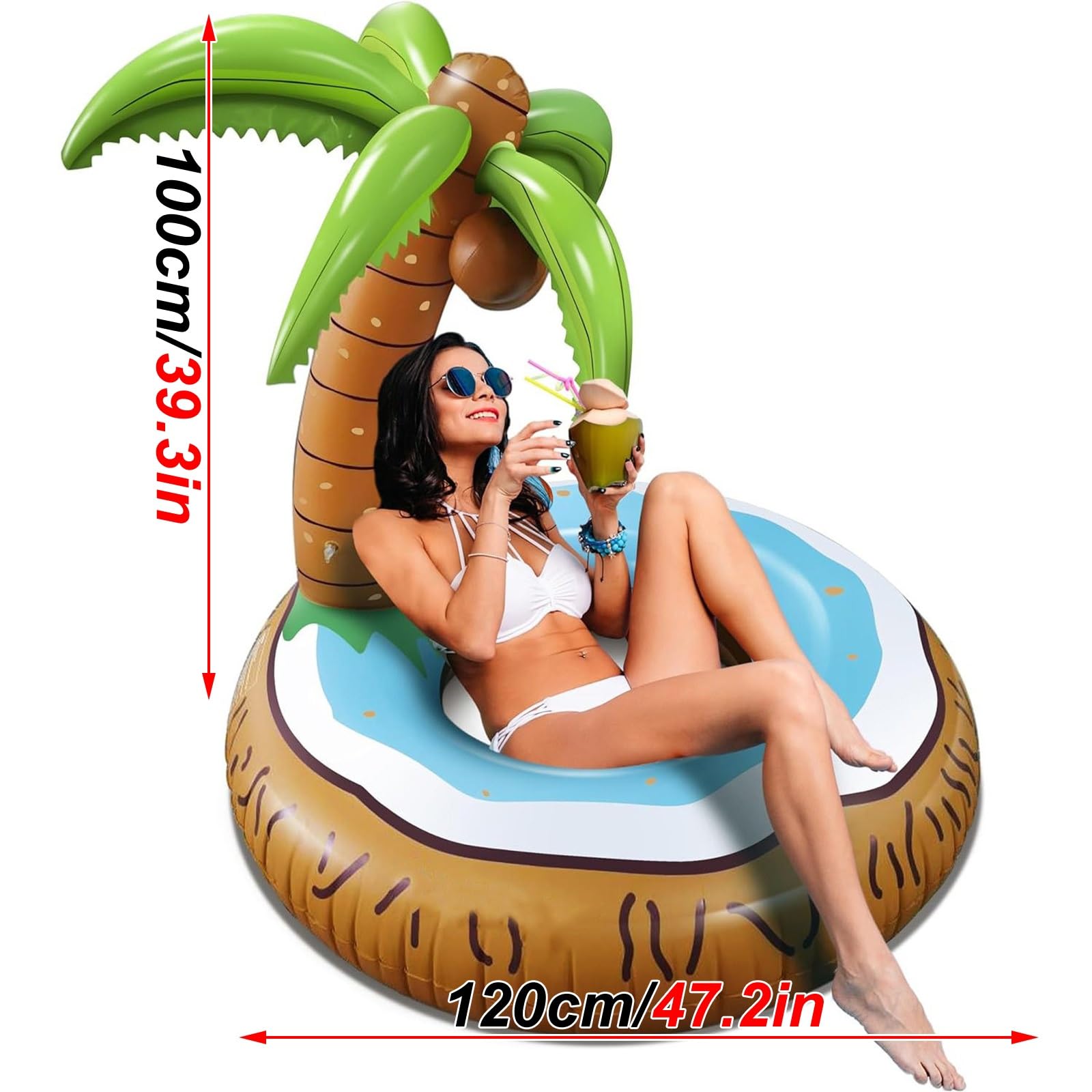 Colchonetas Hinchables para Piscinas, Flotador Piscina | Forma de Palmera, Aspecto Divertido, para Fiestas en la Playa, Junto al Mar