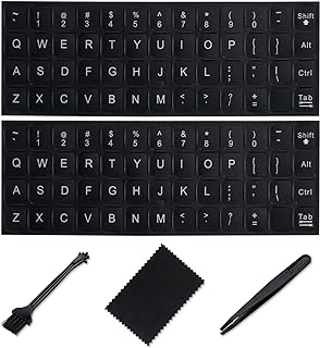 English Keyboard Stickers[5 in 1],Replacement English Keyboard Sticker with White Font on Black Background Universal for Laptop Desktop Computer,Matte English Keyboard Alphabet Sticker