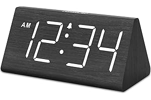 DreamSky Minimalist Alarm Clock - Wooden Digital Clock with USB Port