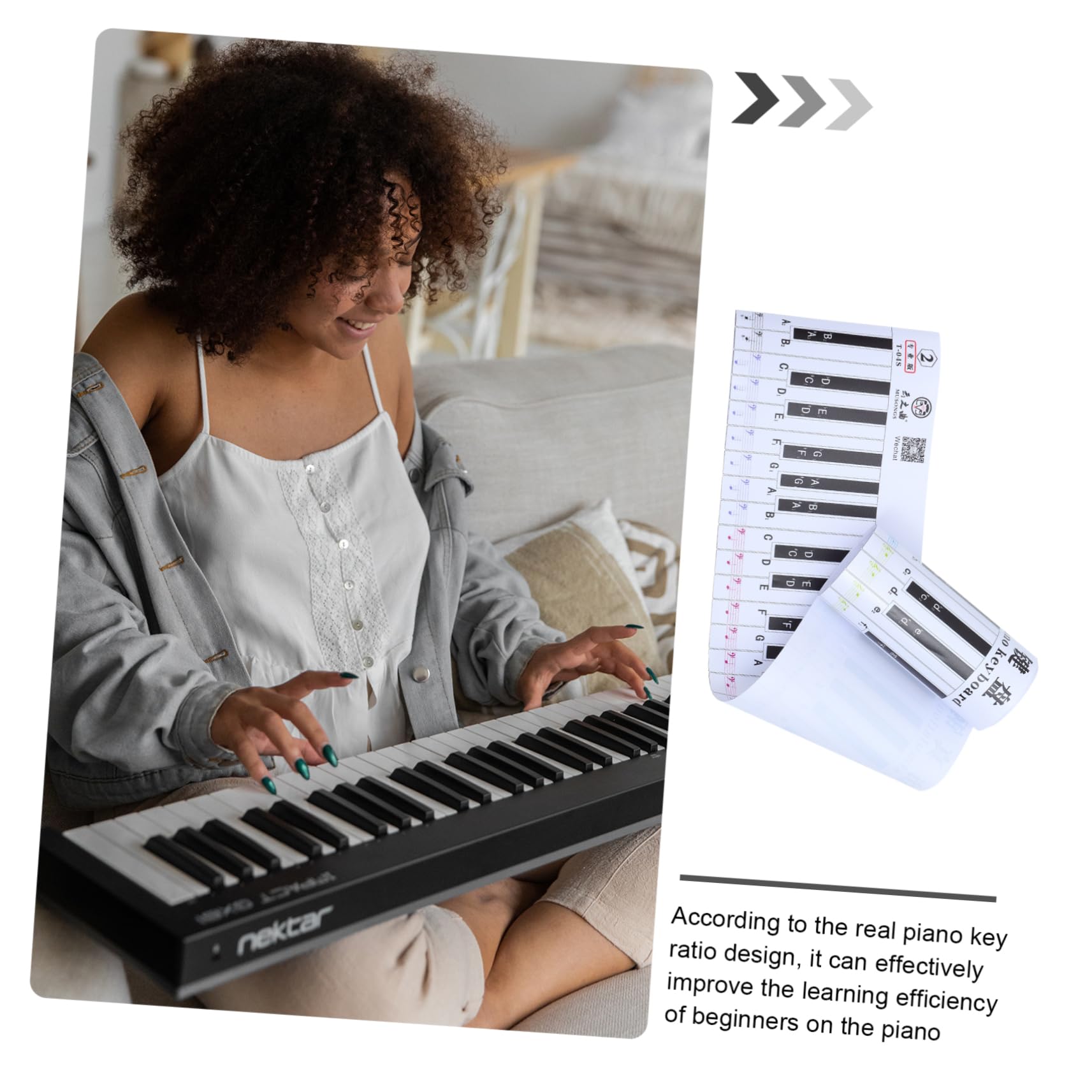 Tableau De Notes De Clavier D'entraînement 61 88 Touches, Carte De Pratique De Doigté De Piano électrique, Carte De Référence De Notes De Musique