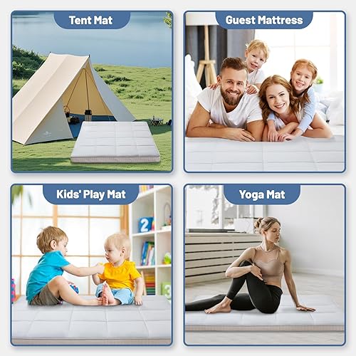 Miniatura 7 de DoCred Colchón de futón japonés extra grueso, tamaño individual, 39 x 80 pulgadas, protector de colchón de piso, tapete plegable de tatami, tapete