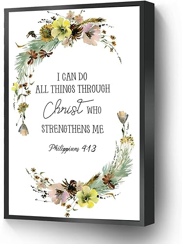 Miniatura 7 de Lienzo impreso de Filipenses 4 y 13 con texto en inglés "I Can Do All Things Through Christ Who Strengthens Me", versículo bíblico, póster listo