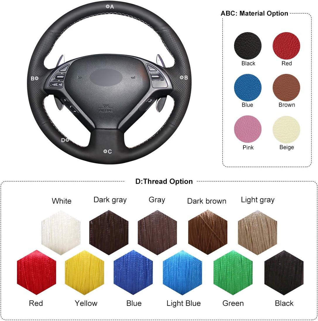 MEWANT Steering Wheel Cover for Infiniti G35 G37 G25 2007-2013 EX35 EX37 2008-2013 Q40 Q60 QX50 for Infiniti G37 Accessories Steering Wheel Wrap