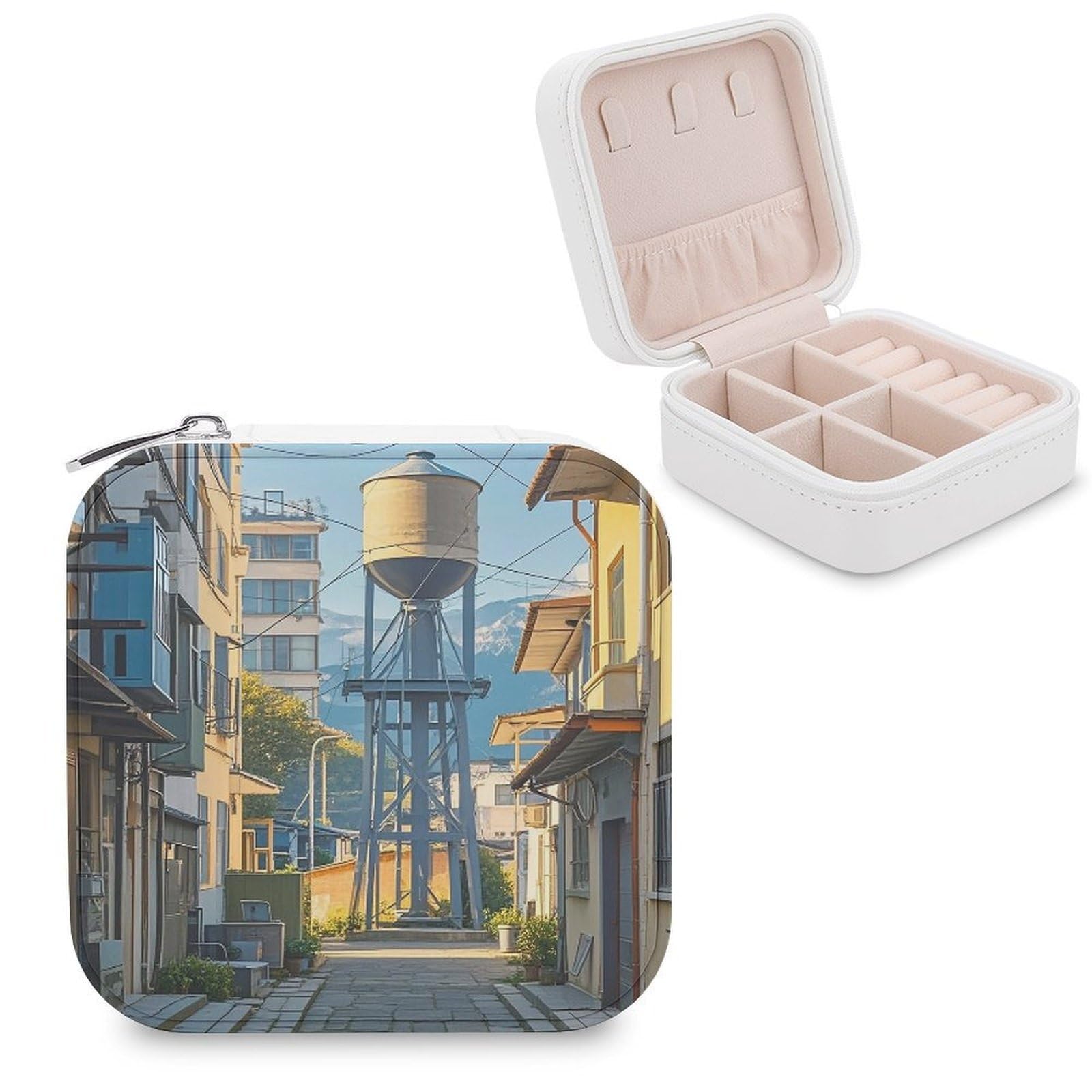 LZQPOEAS Alley Jewelry Box Mini Jewelry Travel Case Trendy Stuff Ring Box Custom PU Leather Jewelry Boxes Portable Jewelry Case Earring Storage Organizer for Girls Women