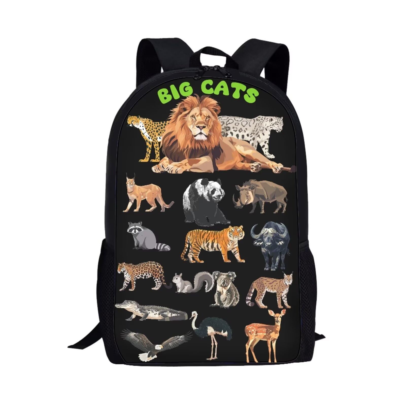 Bloomprint Lion Cheetah Panda Tiger Print Kids Backpack for Boys Girls Elementary Cute Zoo Animal School Bag 17 inch Multifunctional Large Capacity