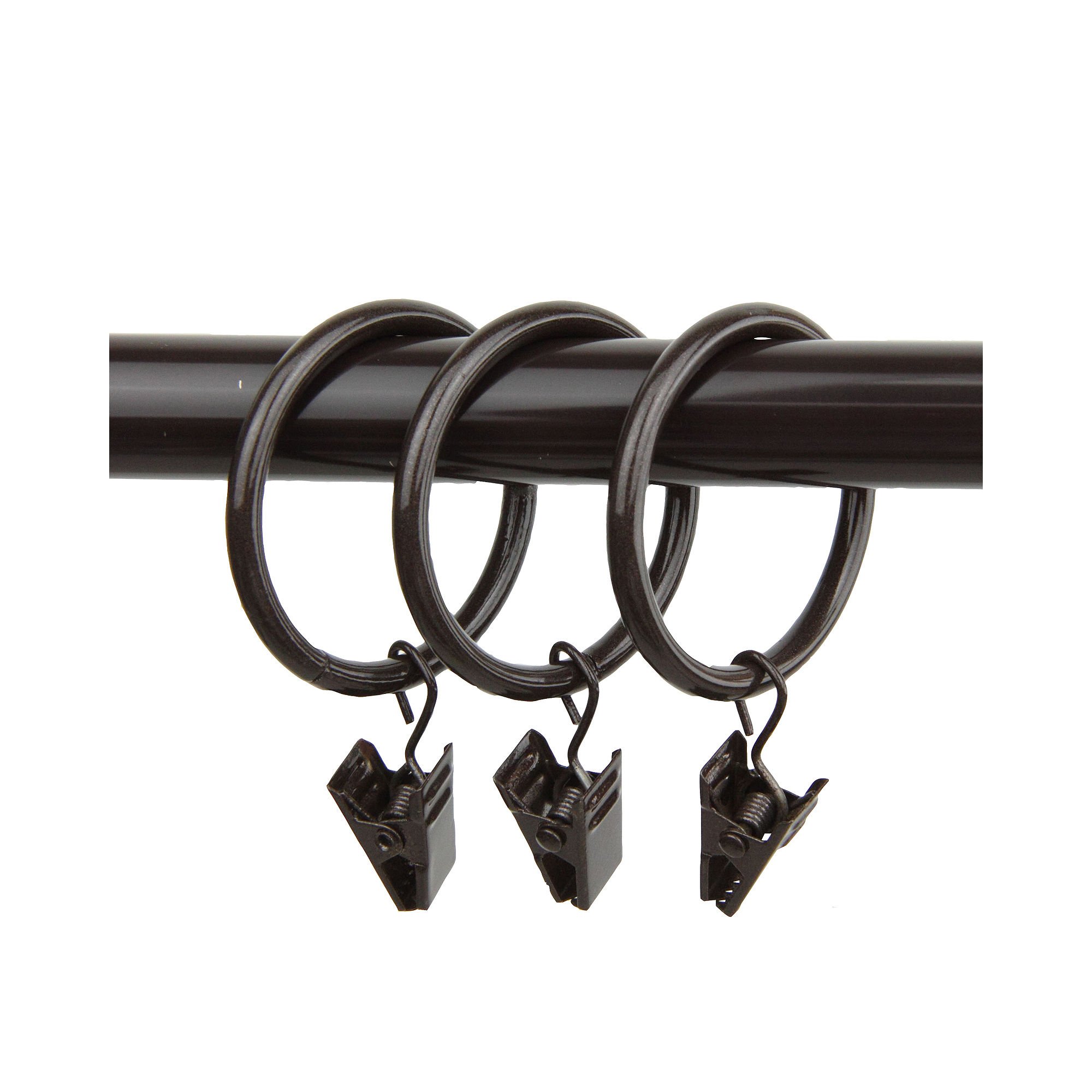 A&F Rod Decor - 10 Curtain Rings w/Clips 1 inch Mahogany Color