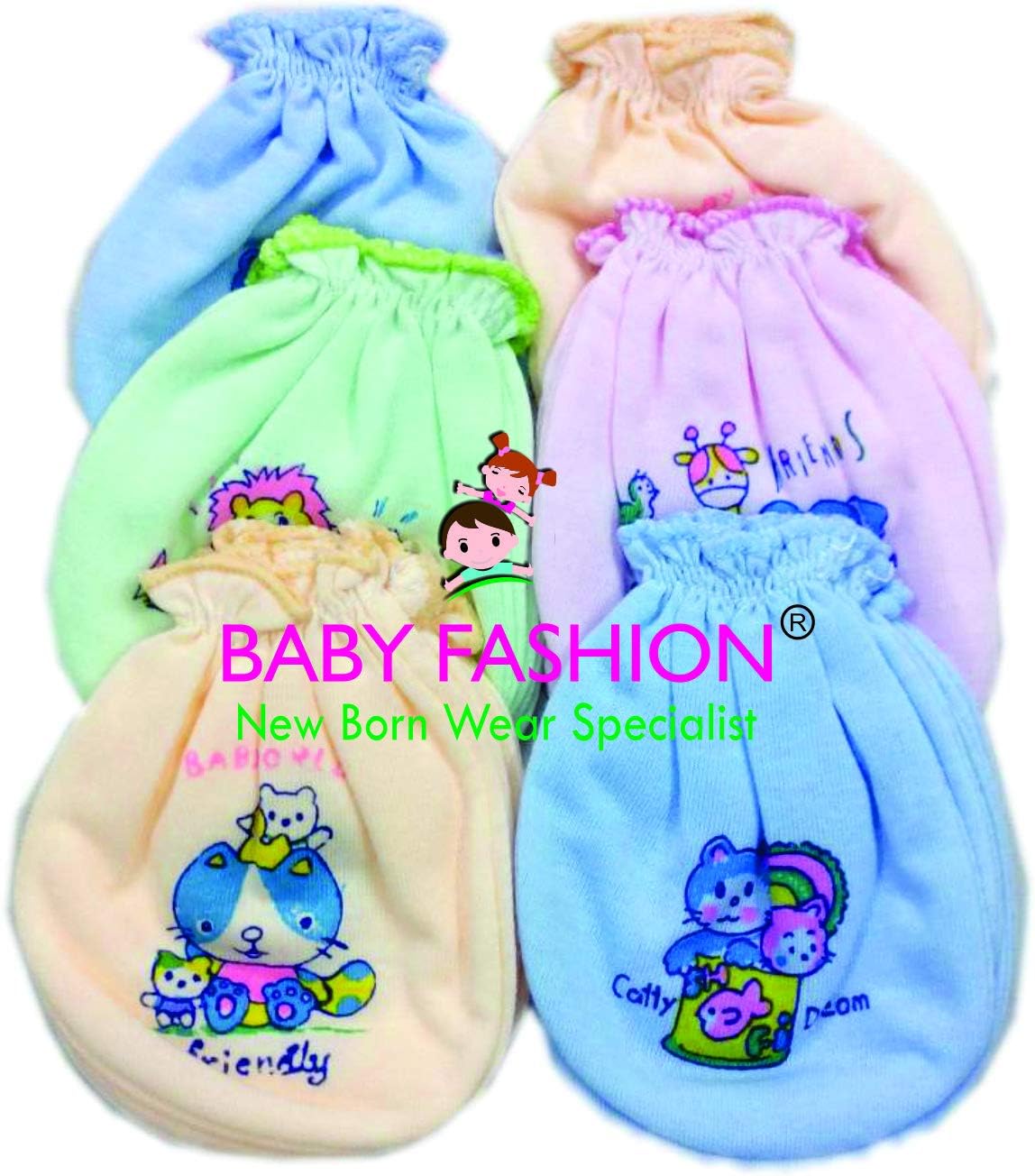 BABY FASHIONMy Baby Unisex Mittens (Multi-Coloured, Pack of 12 Pairs, 0-3 Months)