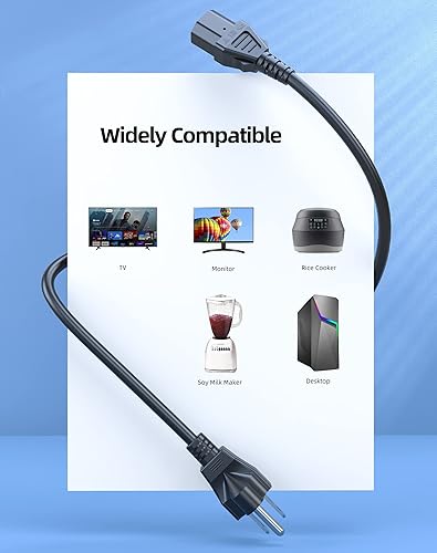 Miniatura 3 de Cable de alimentación de CA de 3 clavijas para Vizio TV, Vizio VX32L VW32L VX37L VW26L VA6 VMM26 LCD TV de repuesto (cable con certificación ETL)