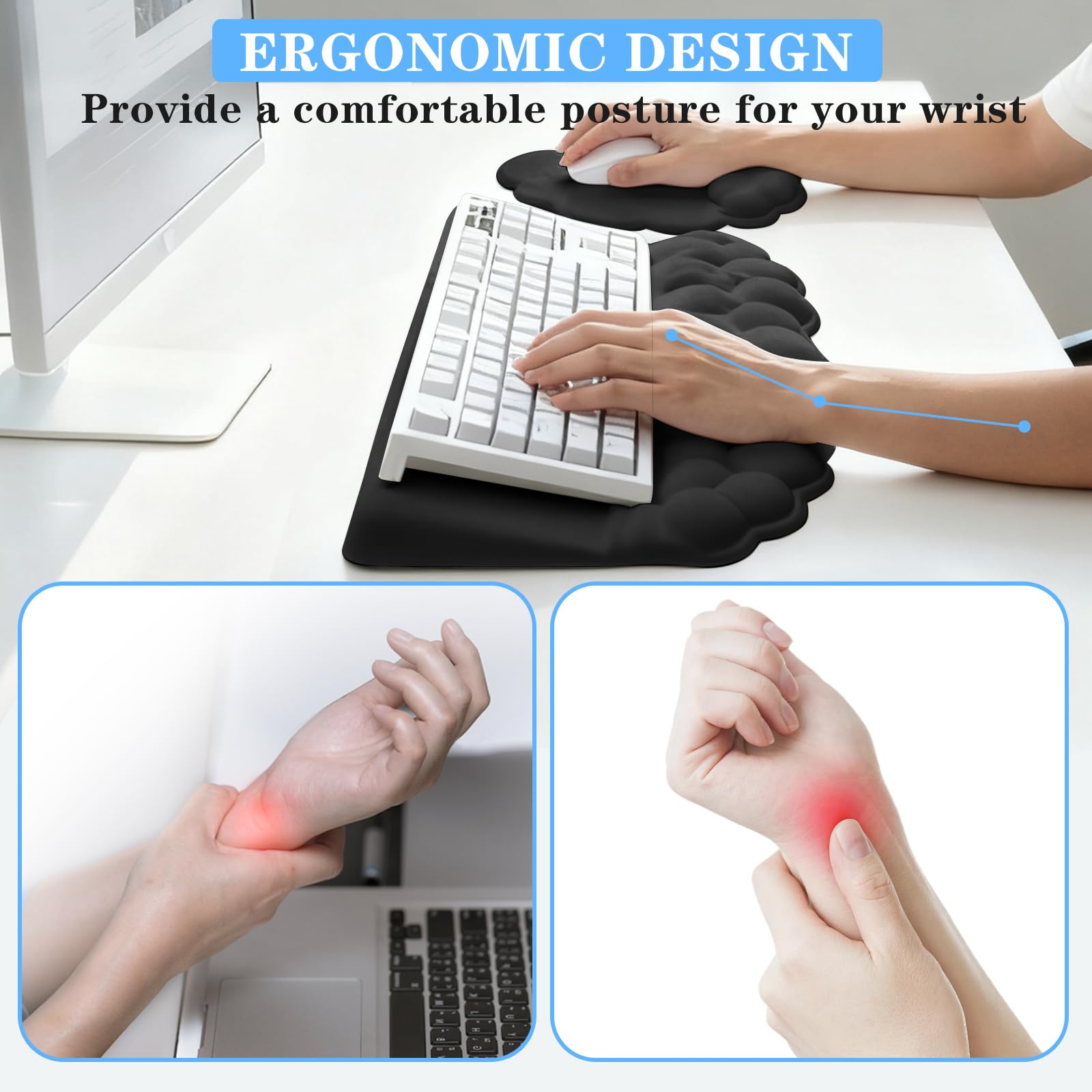 Ergonomic Keyboard Stand with Wrist Rest - Cloud Set -3