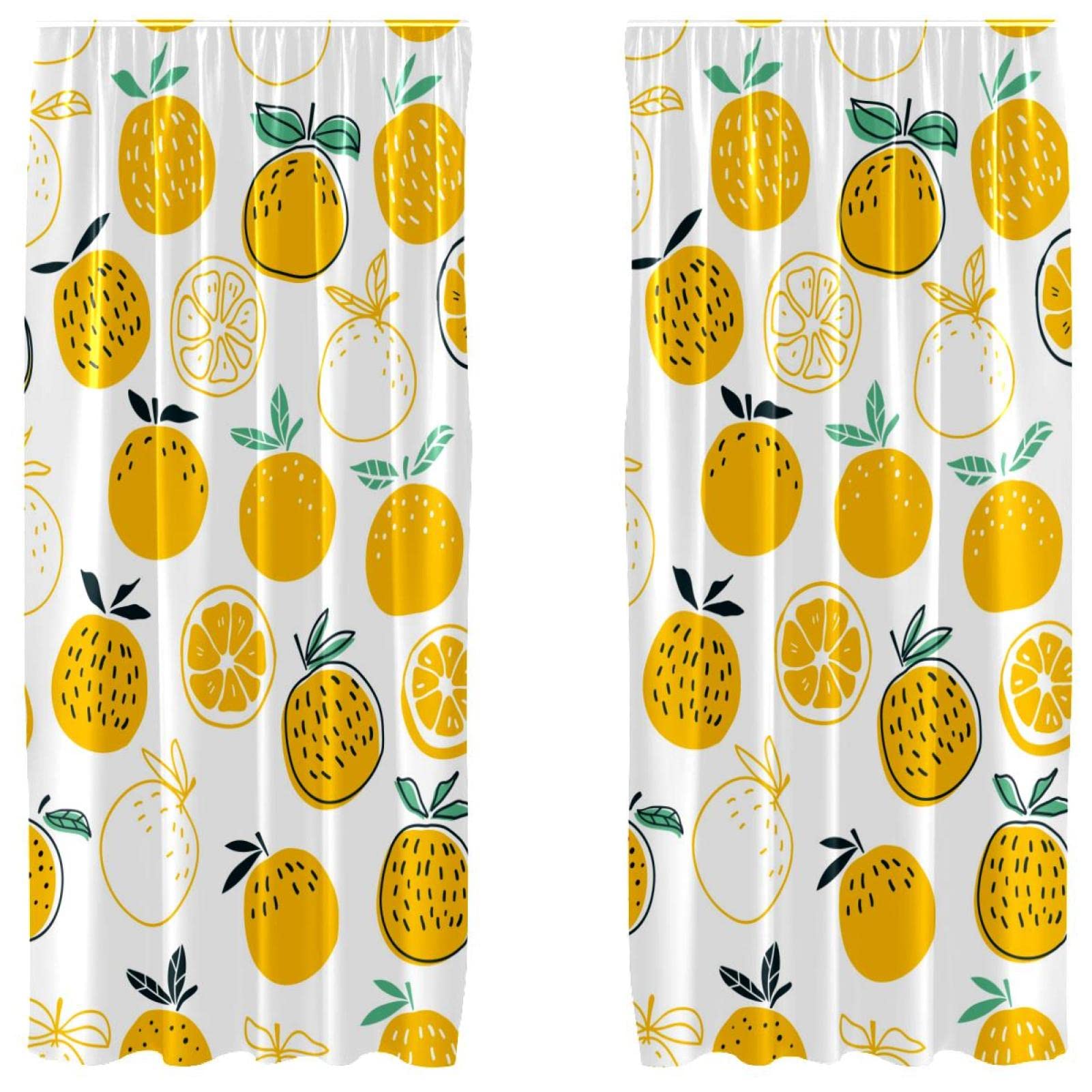 Rideaux occultants de fenêtre pour chambre d'enfant motif estival jaune citron