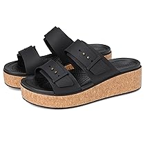 Crocs Brooklyn Cork Buckle, Sandali Donna, Nero, 39, 40 EU