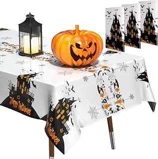 Halloween Tablecloth, 3 Packs Rectangle Halloween Haunted Table Covers Premium Plastic Halloween Disposable Tablecloth for Halloween Party Decorations