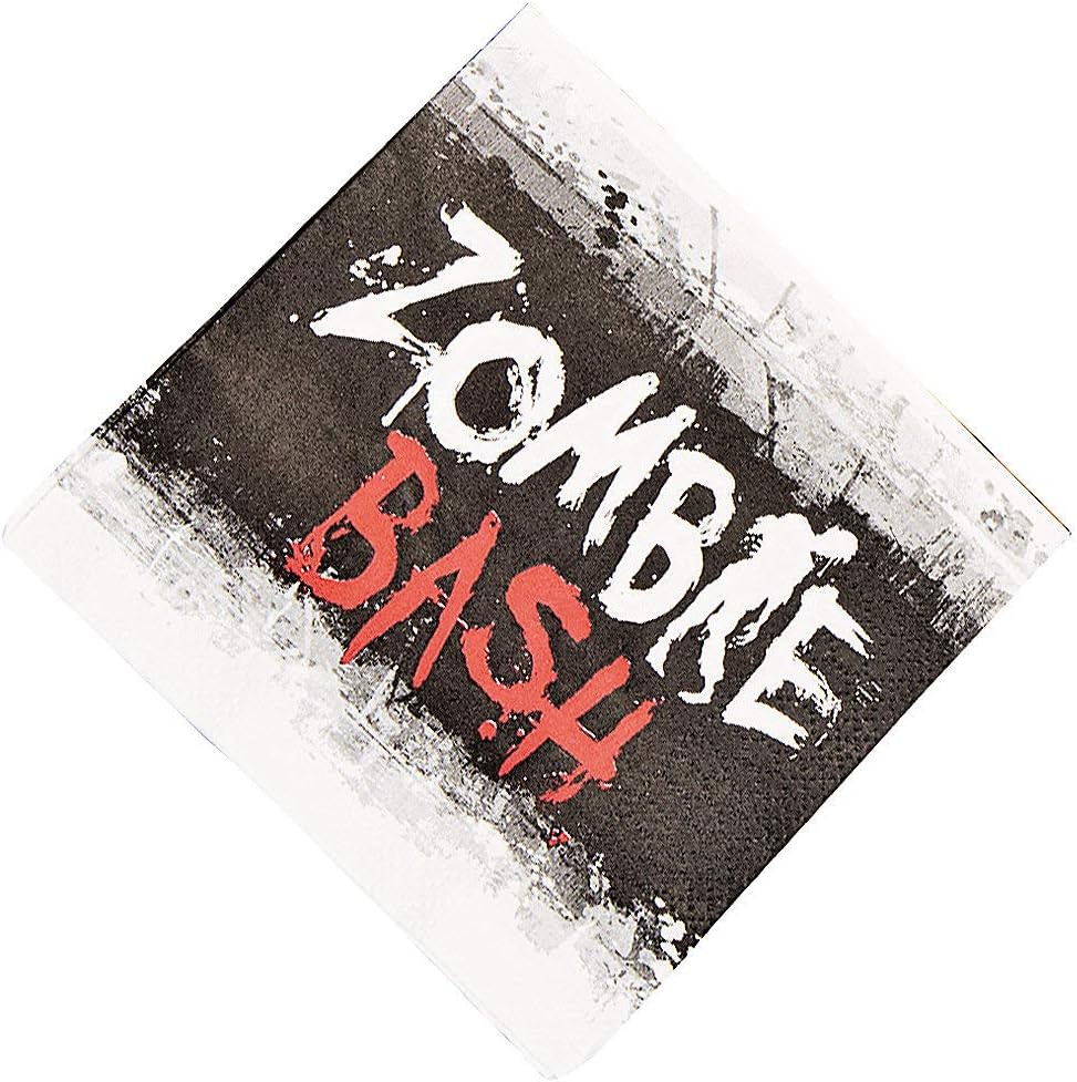 Fun Express - Zombie Party Beverage Napkin (16pc) for Halloween - Party Supplies - Print Tableware - Print Napkins - Halloween - 16 Pieces