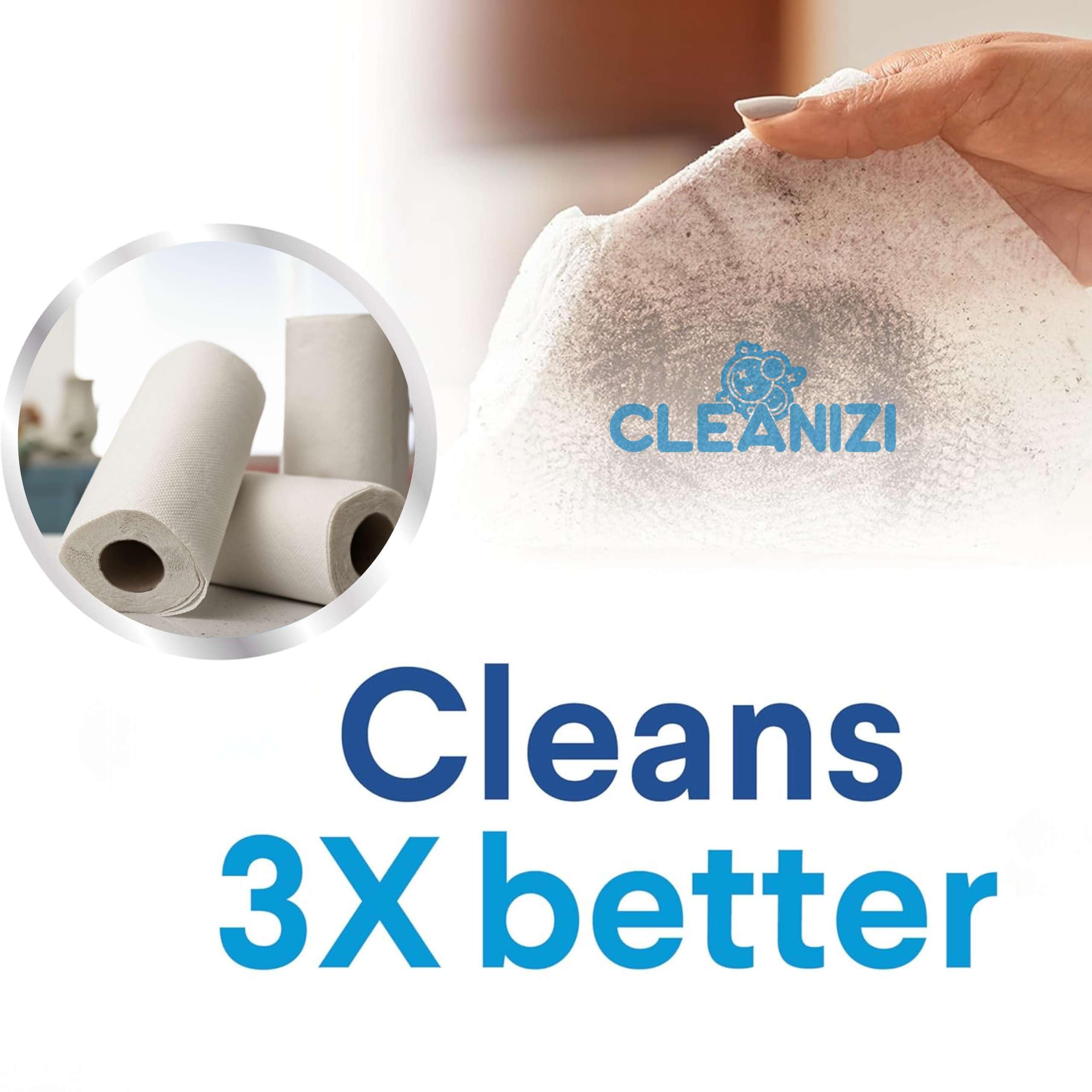 Cleanizi Reinigungstücher Extra dickes und Extra Großes Feuchttücher Oberflächenreinigung Set für Fußboden Küche Badezimmer – nicht Abfärbender Spülfreier Formel – Mit Bleichmittel 6 Packungen