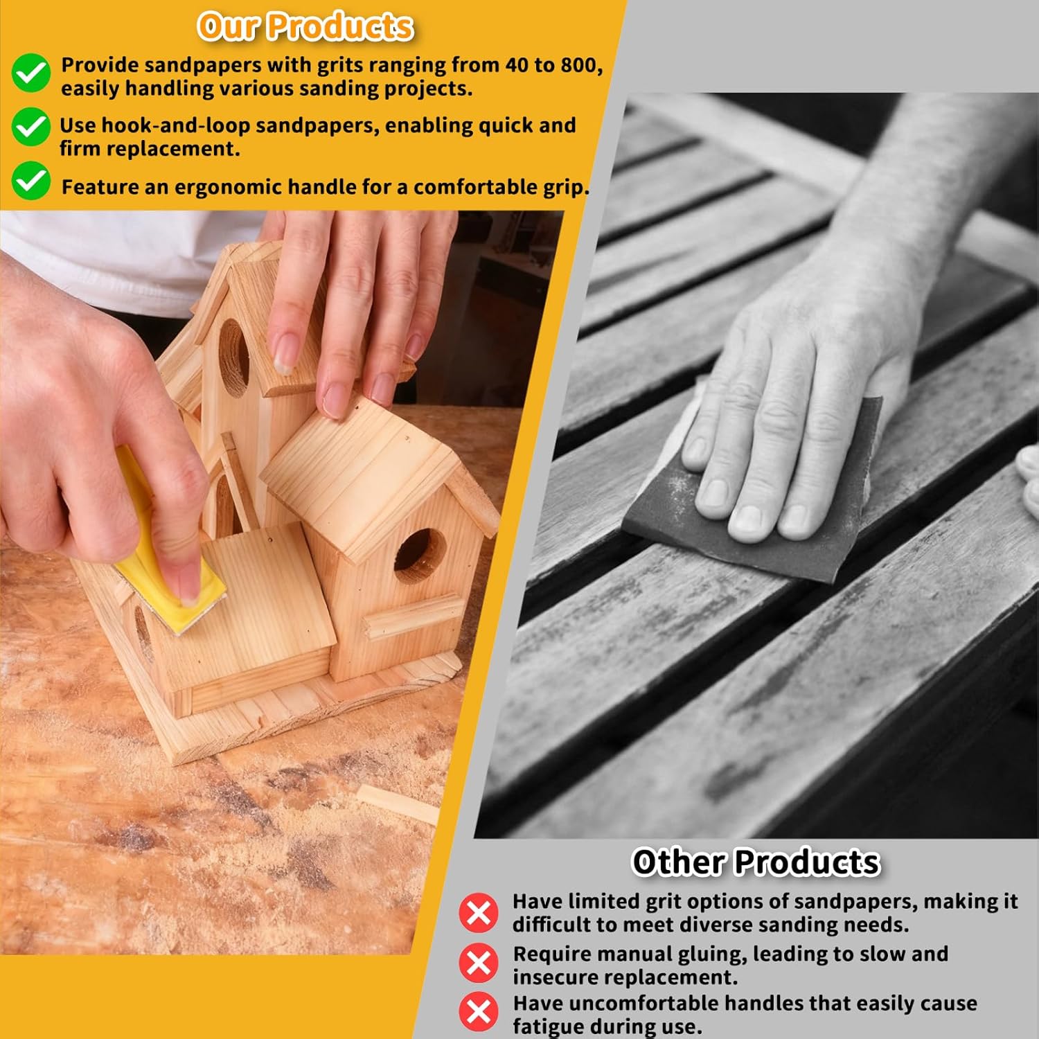 120 PCS Micro Sander Kit, Detail & Mini Hand Sanding Block, 40–800 Grit Aluminum Oxide Sandpaper Assortment for Wood, Crafts, Tight Spaces and DIY Projects