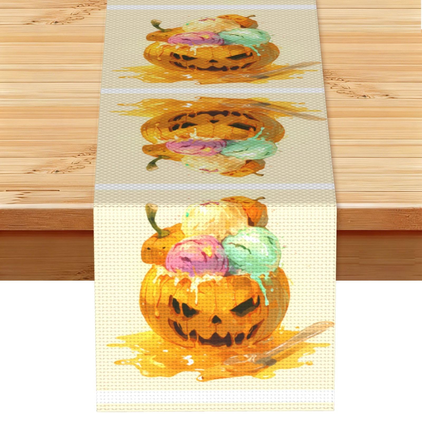 Pumpkin ice cream Linen Feel Table Runner Wedding Party Home Decoration