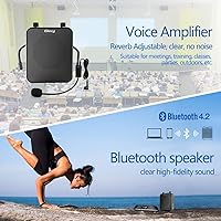 Vista 5 de Amplificador de voz portátil, Giecy 30W 2800mAh Bluetooth recargable amplificador de voz personal con auriculares con micrófono, altavoz de sistema