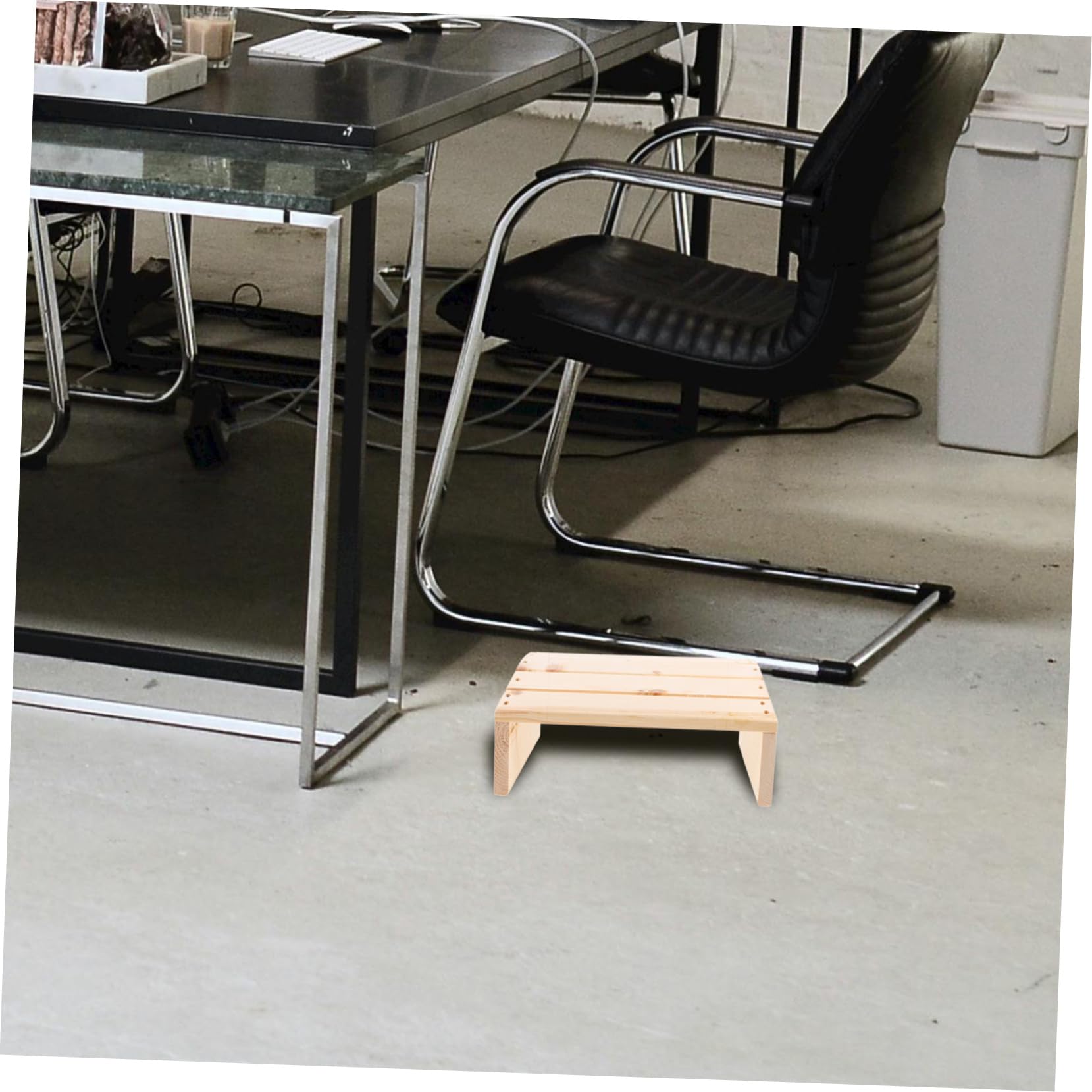 NUOBESTY Poggiapiedi in Legno Massello Comfort Beige Ergonomico Inclinato per Ufficio e