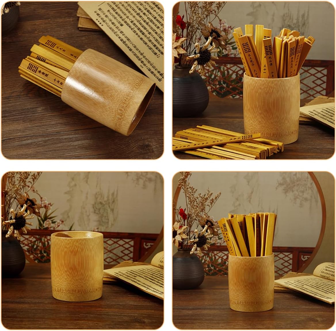 Totority Bamboo Sticks for Chinese Divination Hexagram Stick Chinese Fortune Telling Divination Game Props Unique Home Decor
