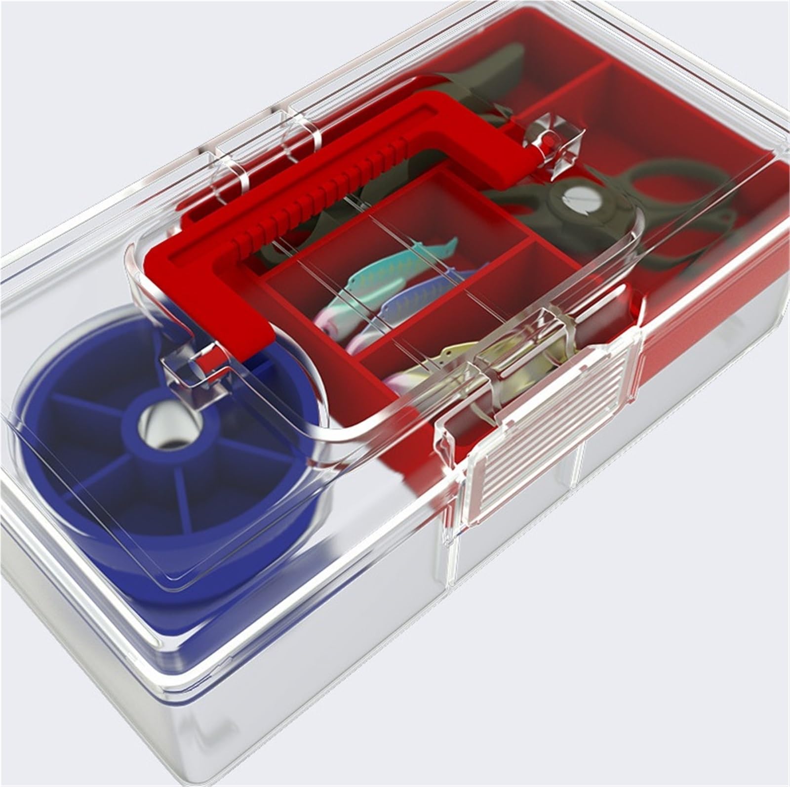 Angelkoffer Köderbox Angeln Angelkisten, wasserdichte Aufbewahrungsbox Aus Kunststoff, Organizer, Behälterbox Mit Trennfach Tackle Box Angel Box(Blue)