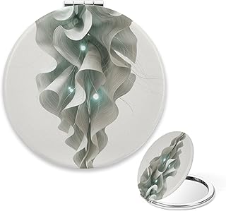 Small Compact Mirror, Mint Fluid Sculpture Gl...