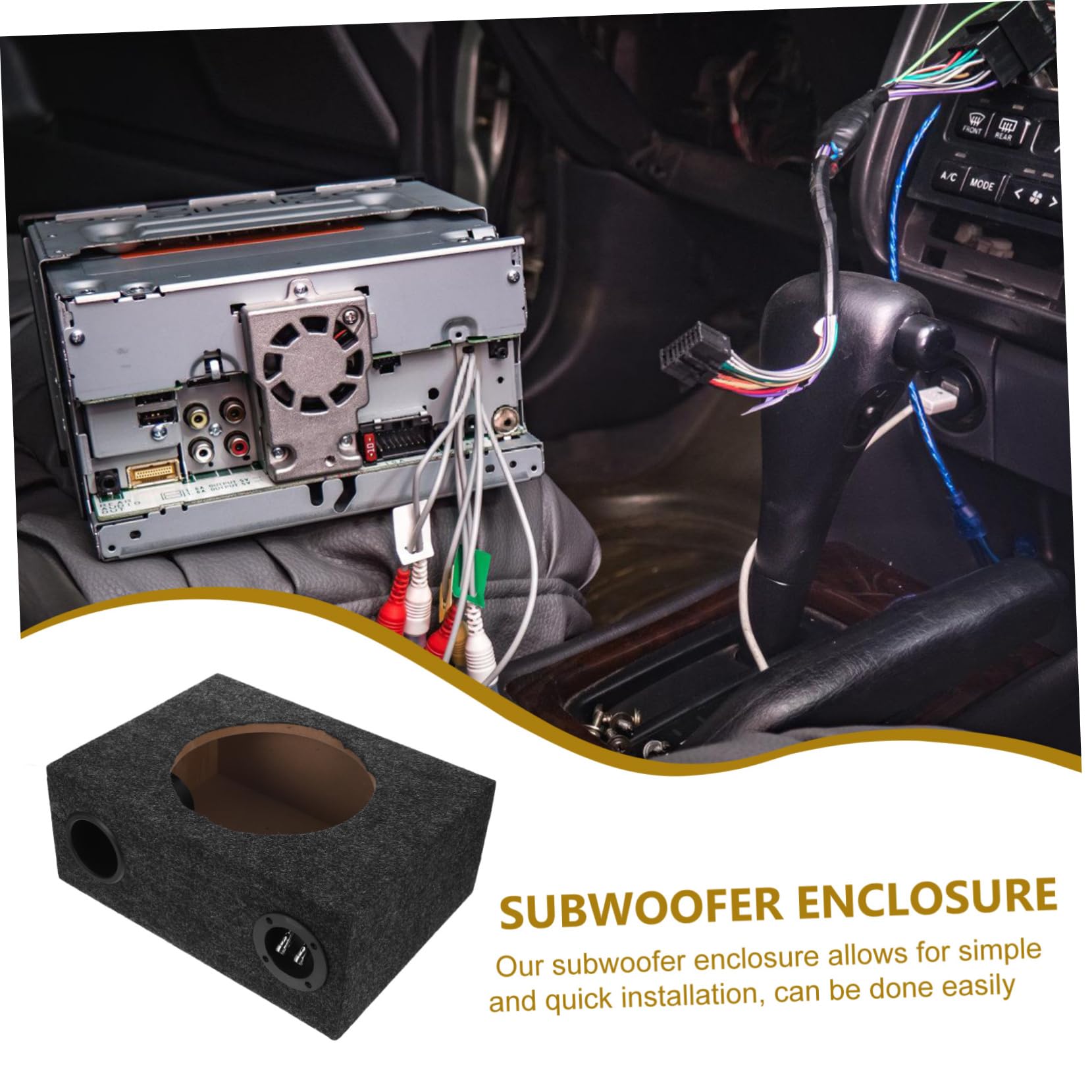 SOLUSTRE Caja de Subwoofer Que Mejora el Rendimiento del Sonido para Automóvil de 10 Pulgadas y Estructura de Madera y Felpa Diseño Elegante
