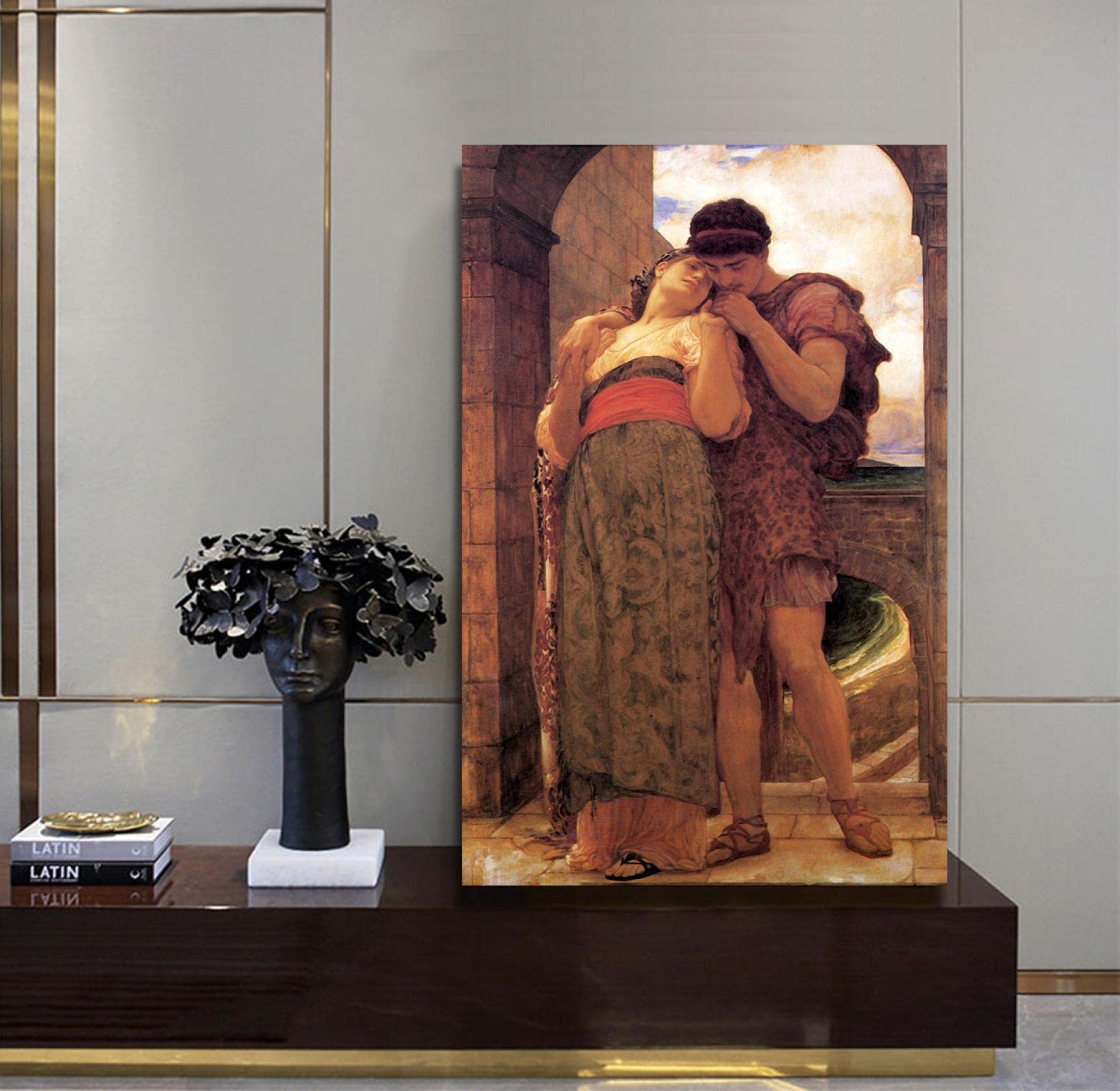 Duża sztuka ścienna druk na płótnie Frederic Leighton słynne obrazy ślub 1882 wydruki na płótnie i plakaty do salonu dekoracja domu 60 x 100 cm rama wewnętrzna