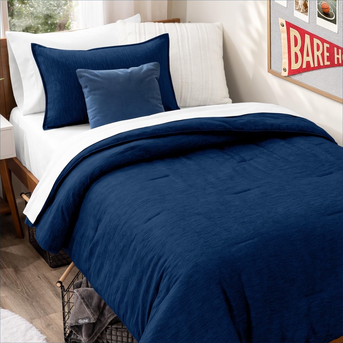Bare Home Comforter Set - Twin XL Size - Ultra-Soft Goose Down Alternative - Premium 1800 Series - All Season Warmth (Twin XL, Heathered Dark Blue) โ image 1