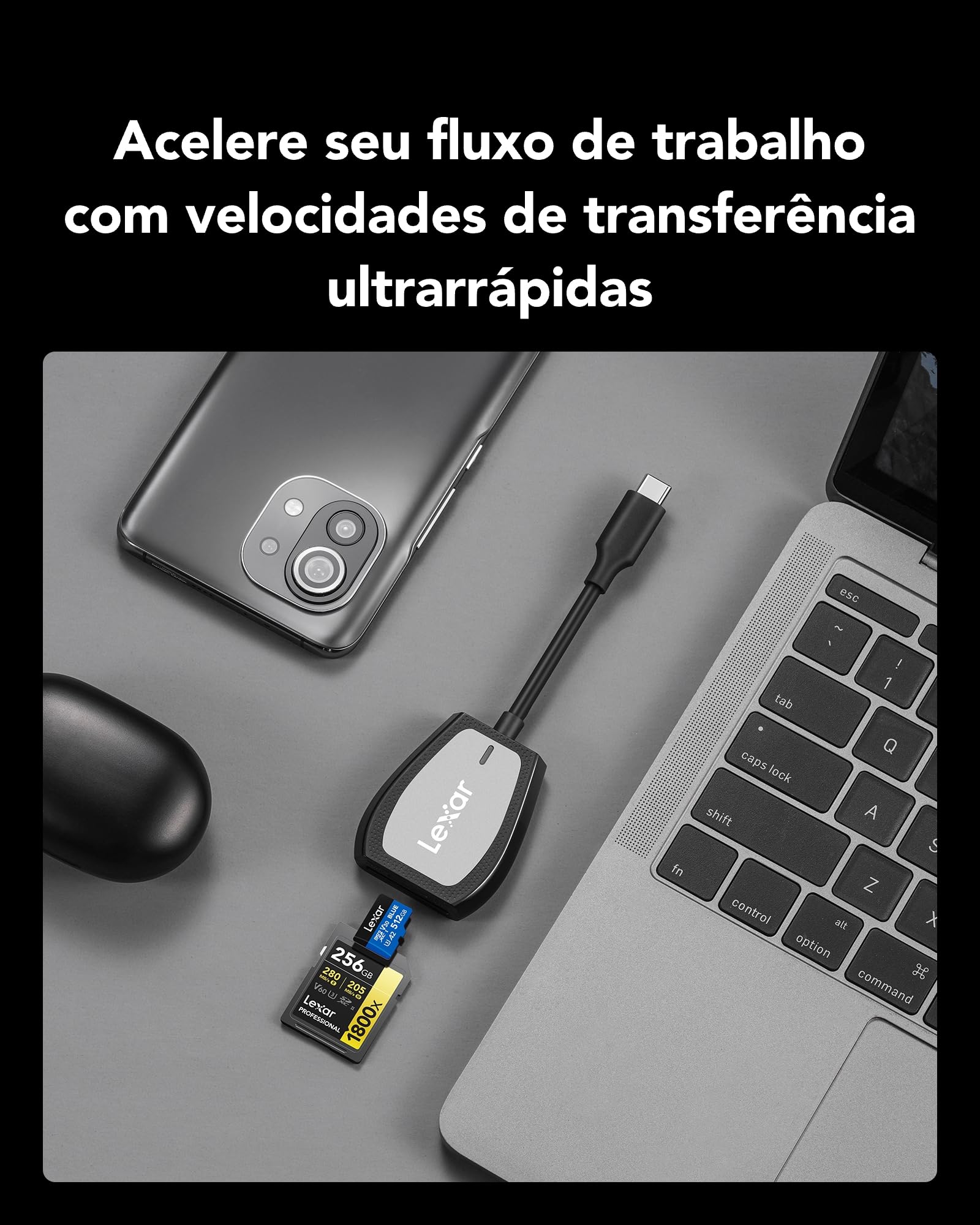 Lexar Profesjonalny czytnik z dwoma gniazdami ze złączem USB-C do kart SD i microSD UHS-I, czarny