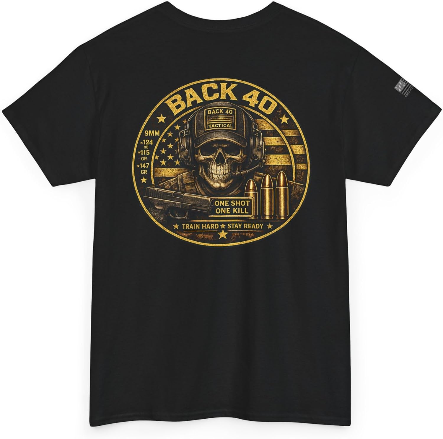 “Back 40 Tactical Stay Ready Shirt | Rugged Outdoor Lifestyle Graphic Tee | Patriotic Tactical Inspired Apparel”
