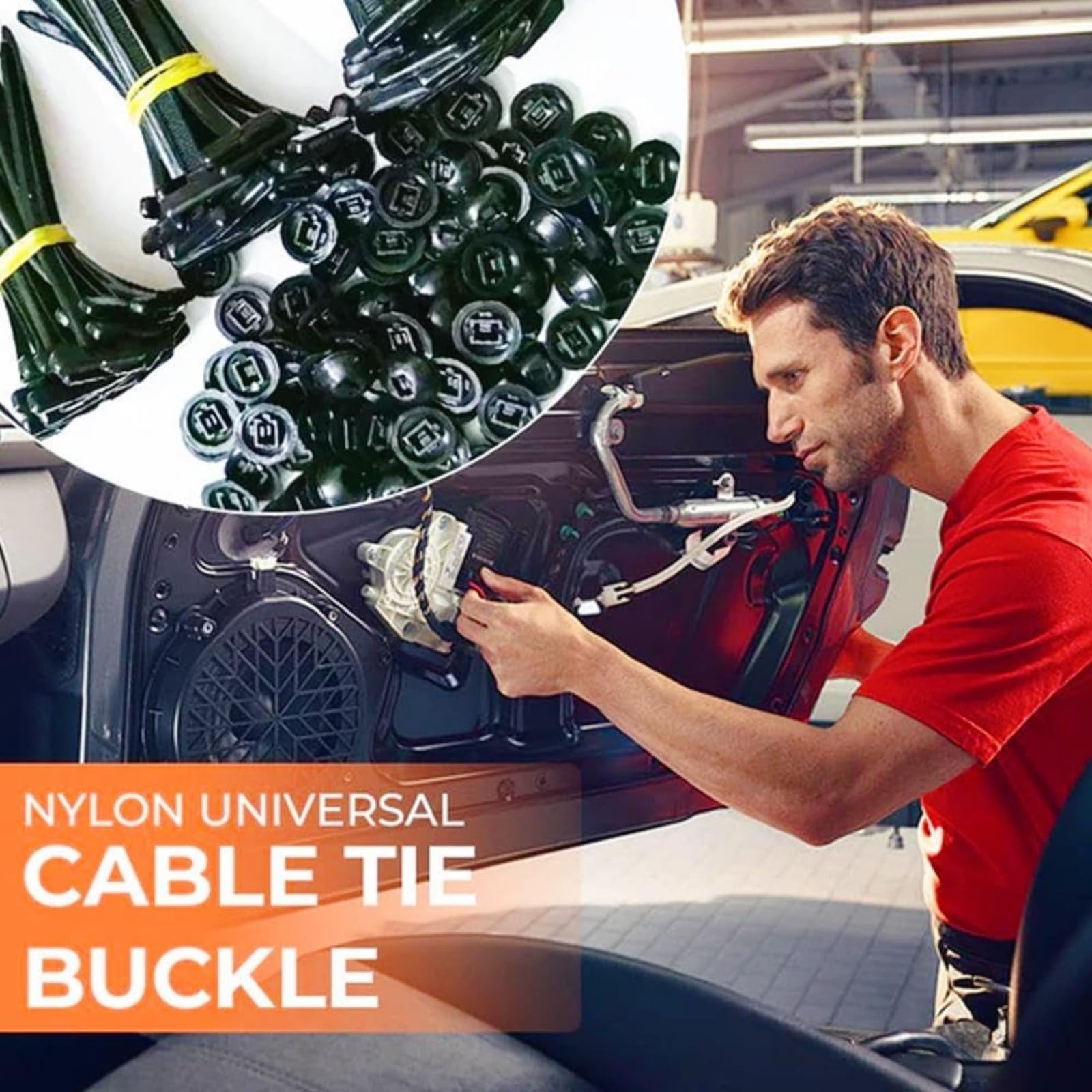 Fibbia universale per fascette stringicavo in nylon, 100/200/500 pezzi,Fascette nere, ,con design a perno e bottone,Fascette fermacavi resistenti ai raggi UV per riparazioni auto, casa e fai da te