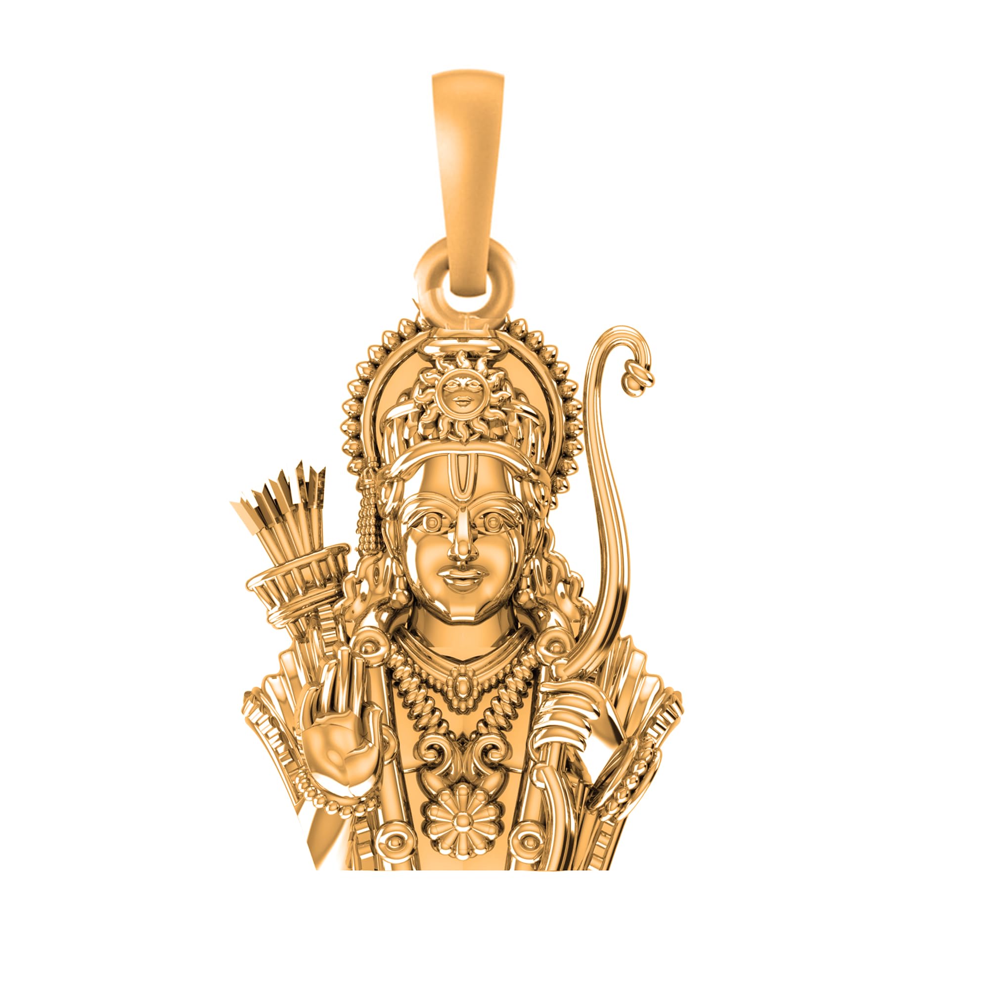925 Sterling Silver 22k Gold Plated God Ram Pendant (Big Size) Bhagwan Shri Ram Locket for Men and Women-image-29