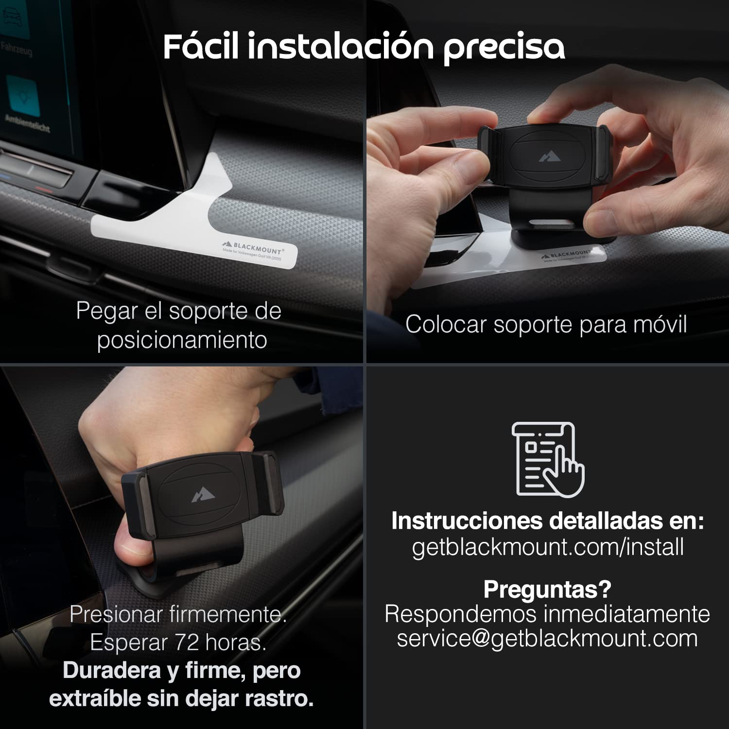 Soporte móvil Coche Premium para VW Golf 8 - El Mejor Soporte para TU Coche - Made in Germany, Accesorio Original - Porta telefono Coche/Porta movil