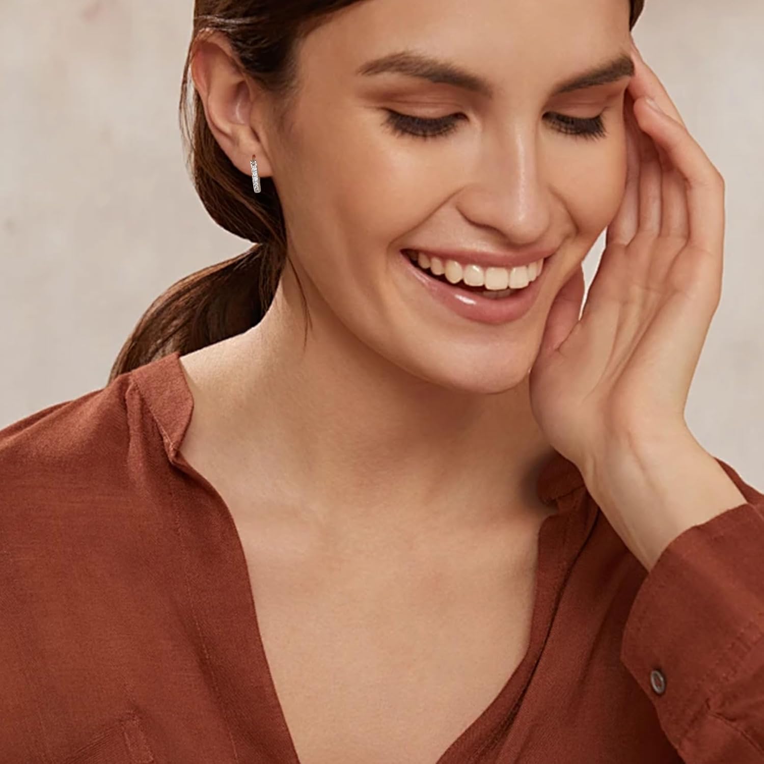 Gacimy Hoop Earrings for Women 14k Gold Plated, Cubic Zirconia Hoop Earrings with Sterling Silver Post - Image 3