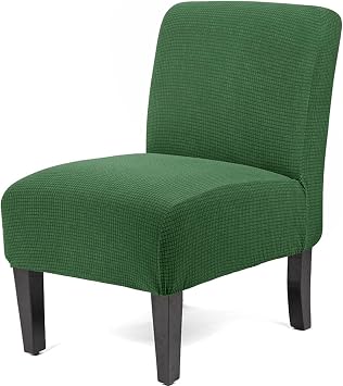 OWOW Armless Accent Chair Cover Slipcover, Stretch Spandex Furniture Accent Chair Cover, Removable Washable Armless Chair Cover for Home Hotel,Bean Green